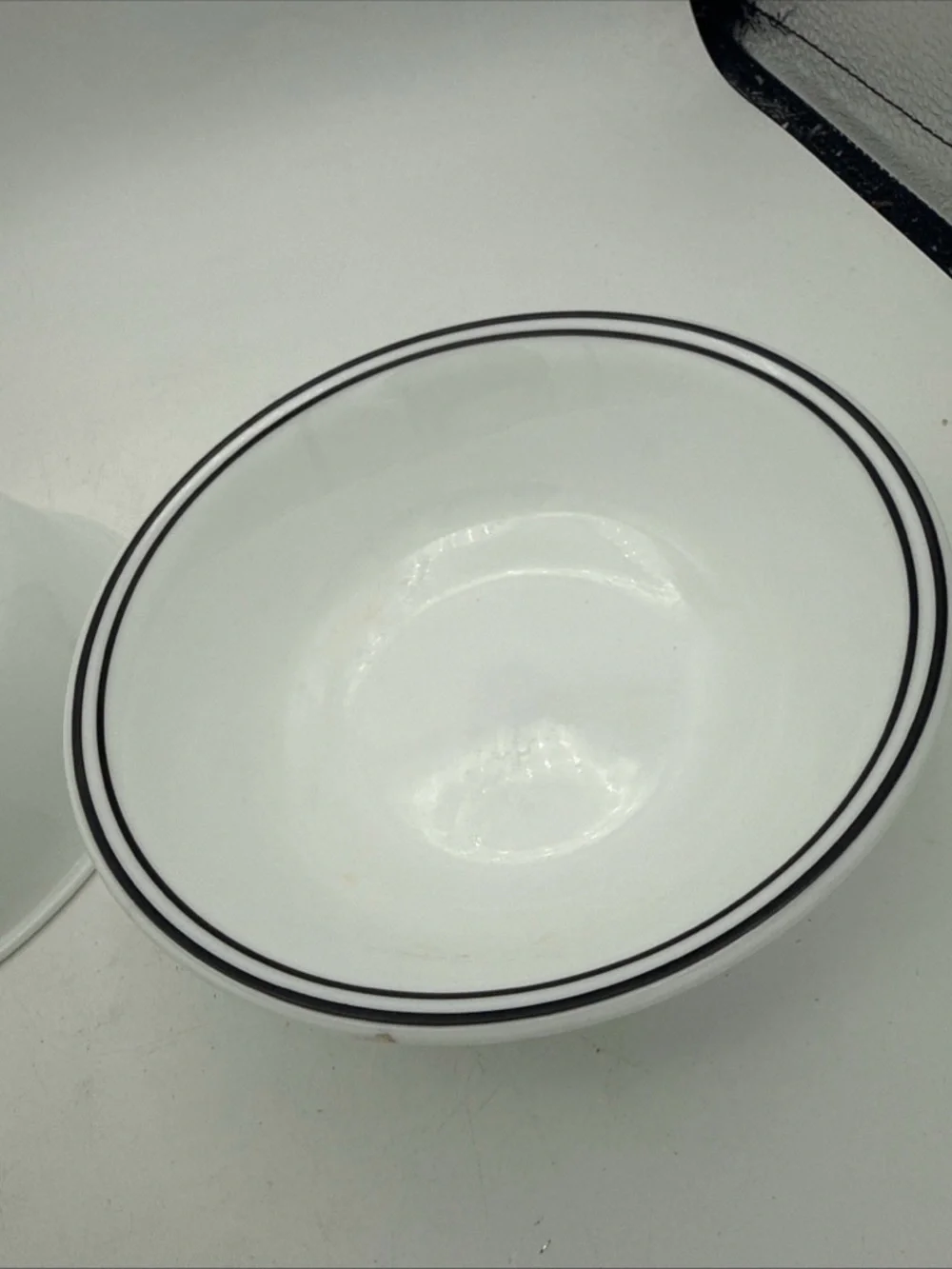 The Corelle Livingware City Block cereal bowls black rim  - Set of 2